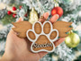 Personalized Dog Paw Wooden Ornament Pet Memorial Christmas Ornament