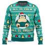 All is Calm All Bright Snorlax Pokemon Gift For Fan Anime Christmas Ugly Sweater