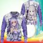 Emilia Sweatshirt ReZero kara Hajimeru Isekai Seikatsu Anime Printed Sweater