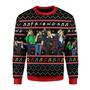 Friends Christmas Sweater Friends Covering Face Music Notes Pattern Ugly Sweater