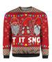 Gnome Christmas Ugly Sweater Let It Snow Three Gnomes Lights Red Sweater