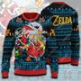 Legend Of Zelda Sweater Zelda Link Present Giving Ugly Sweater Black Blue Unisex Adult Colorful