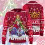 Legend Of Zelda Ugly Sweater Link Under Christmas Tree Hyrule Symbol Sweater Full Size Colorful