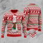 Llama Christmas Sweater Llama Wearing Scarf Christmas Pattern Red White Ugly Sweater