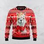 Llama Christmas Sweater Llama Wearing Scarf Christmas Pattern Red White Ugly Sweater