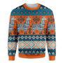 Llama Christmas Sweater Llama Yoga Pattern Orange Blue Ugly Sweater