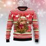 Llama Christmas Ugly Sweater Llama Wears Christmas Hat Wreath Red Sweater