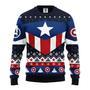 Marvel Captain American Christmas Ugly Sweater Captain American Christmas Pattern Blue Red White