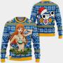 Nami One Piece Anime BlueYellow Custom Gift For Fan Anime Christmas Ugly Sweater