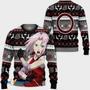 Sakura Haruno Black Custom With Pattern Gift For Fan Anime Christmas Ugly Sweater