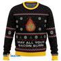 Studio Ghibli May All Your Bacon Burn Calcifer Gift For Fan Anime Christmas Ugly Sweater