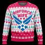 Veteran Sweater Air Force Wife Christmas Pattern White Pink Veteran Christmas Ugly Sweater