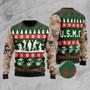 Veteran Sweater United States Marine Corps Camo Green Veteran Christmas Ugly Sweater