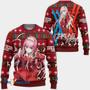 Zero Two Code Anime Darling In The Franxx Custom Gift For Fan Anime Christmas Ugly Sweater