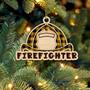 Personalized Firefighter Hat Christmas Ornaments, Wood Ornament Gift