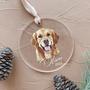 Personalized Pet Photo Christmas Glass Ornament Pet Portrait Memorial Gift