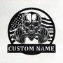 Custom US Flag Skull Fitness Metal Wall Art, Personalized Gymer Name Sign Decoration For Room, Gym Metal Home Decor, Custom US Flag Fitness