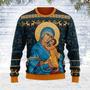 Blue Madonna Virgin Mary Christmas Sweater