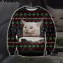 Cat Getting Yelled At Knitting Pattern Print Ugly Christmas Sweater