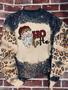 Christmas Santa Hohoho Leopard Bleached Sweater