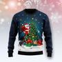 Dog Biting A Santa Claus Ugly Christmas Sweater