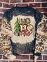 Hohoho tree Christmas Leopard Bleached Sweater