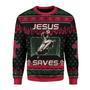 Jesus Saves Football Ugly Christmas Sweater