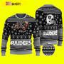 NFL Las Vegas Raiders Player With Ball And Helmet Raiders Ugly Christmas Sweater