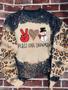 Peace love snowman Leopard Bleached Sweater