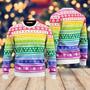 Rainbow Cozy Holiday Pattern Ugly Christmas Sweater For Men & Women