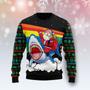 Santa Riding Shark Ugly Christmas Sweater