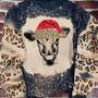 Xmas Cow Leopard Bleached Sweater