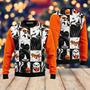 Black Cat and Ghost Halloween Ugly Christmas Sweater For Men & Women