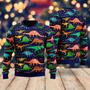 Colorful Dinosaur Jurassic ParkPattern Ugly Christmas Sweater For Men & Women