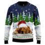 Dreaming Golden Retriever Under Snow Ugly Christmas Sweater