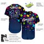 Custom Autism Awareness Puzzle Pieces Navy-White 3D Authentic Baseball Jersey