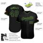 Custom Black Black-Neon Green Authentic Baseball Jersey