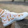 Fox And Little Flower High Top Shoes, Unisex Sneakers, Men And Women High Top Sneakers