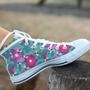 Bees Fly On Flower Pattern High Top Shoes, Unisex Sneakers, Men And Women High Top Sneakers