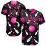 Custom Black Pink 3D Pattern Design Bowling Authentic Baseball Jersey