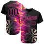 Custom Black Pink 3D Pattern Design Fiery Dart Board Authentic Baseball Jersey