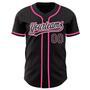 Custom Black Pink Pinstripe Black-White Authentic Baseball Jersey