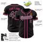 Custom Black Pink Pinstripe Black-White Authentic Baseball Jersey