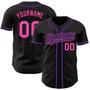 Custom Black Pink Pinstripe Pink-Purple Authentic Baseball Jersey