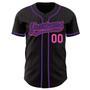 Custom Black Pink Pinstripe Pink-Purple Authentic Baseball Jersey