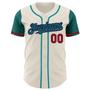 Custom Cream Teal Navy-Red Authentic Two Tone Baseball Jersey