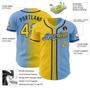 Custom Light Blue Yellow-Navy Authentic Gradient Fashion Baseball Jersey