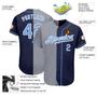 Custom Navy Light Blue-Gray Authentic Split Fashion Baseball Jersey