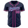 Custom Navy Light Blue Pinstripe Pink Authentic Baseball Jersey