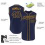 Custom Navy Navy-Gold Authentic Sleeveless Baseball Jersey